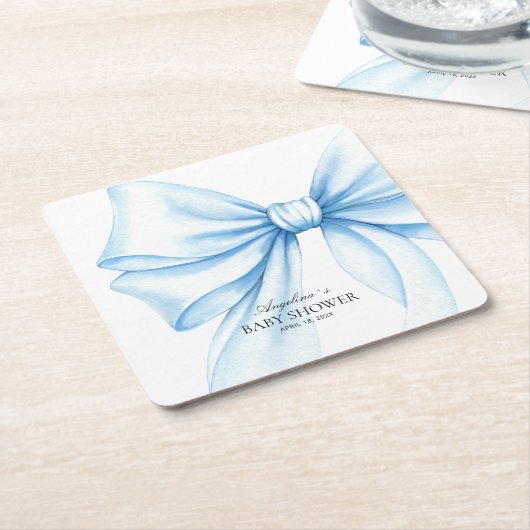Square Paper Coaster for baby shower. Rechteckiger Pappuntersetzer (angewinkelt)