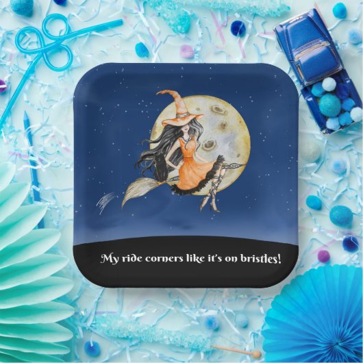 Square Paper Teller, Witch's Sweet Ride Pappteller (Party)