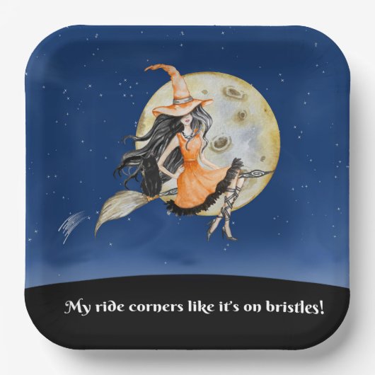 Square Paper Teller, Witch's Sweet Ride Pappteller (Vorderseite)