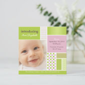 Square Patchwork Limoner Designer Geburtsankündigu Ankündigung (Stehend Vorderseite)