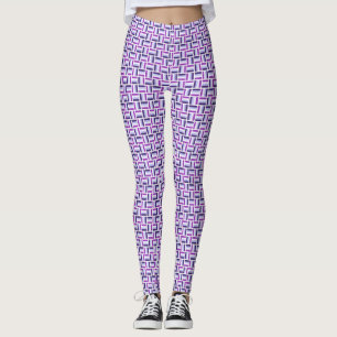 Square Pattern - Blue Violet White Leggings