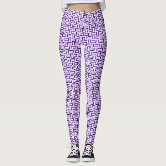 Square Pattern - Blue Violet White Leggings (Vorderseite)