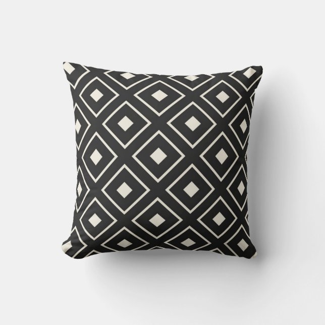 Square Pattern Pillow in Black Kissen (Vorderseite)