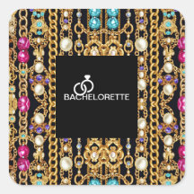 Square Pearl Chain Square Aufkleber.