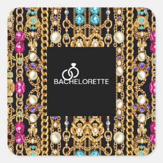 Square Pearl Chain Square Aufkleber. Quadratischer Aufkleber