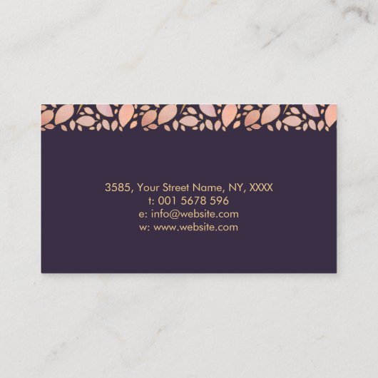 Square Pearl Tree of Life Kunst - Charoite Blätter Visitenkarte (Rückseite)