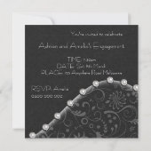 Square Pearl Verlobung Einladung (Rückseite)