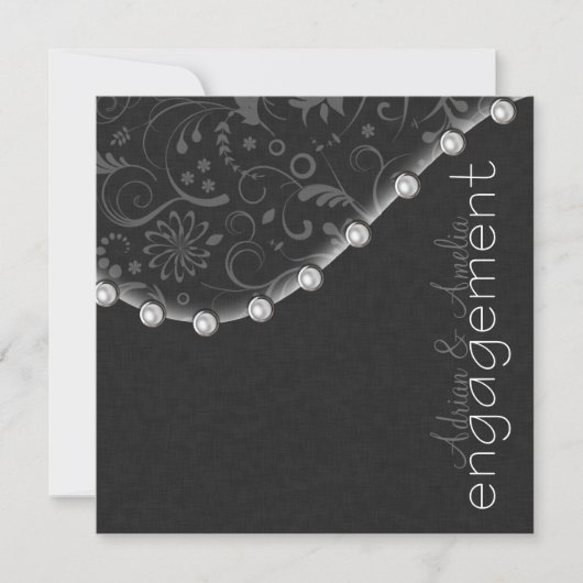 Square Pearl Verlobung Einladung (Vorderseite)