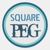 Square Peg Runder Aufkleber (Vorderseite)