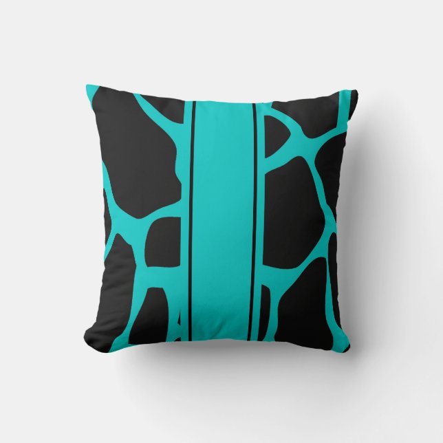 Square Pillow Aquamarin Blue Aqua Black Animal Cow Kissen (Vorderseite)
