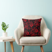 Square Pillow Red Brocade Black Damask Kissen (Stuhl )