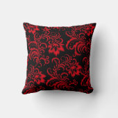 Square Pillow Red Brocade Black Damask Kissen (Rückseite)