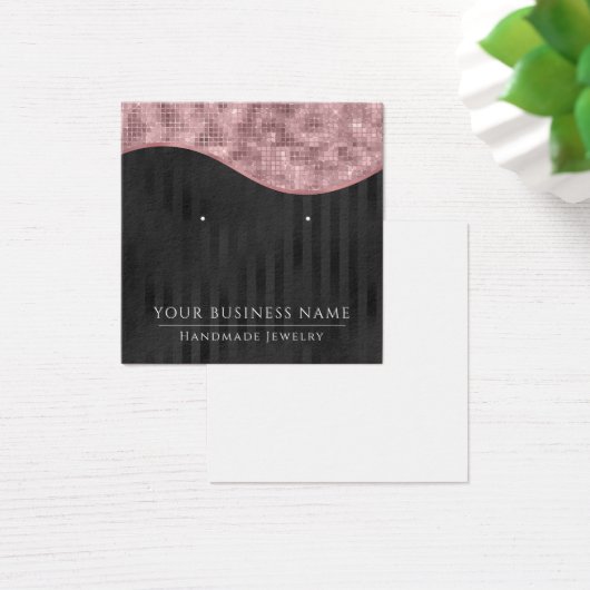 Square Pink Black Glam Earring Display Cards (Schreibtisch)