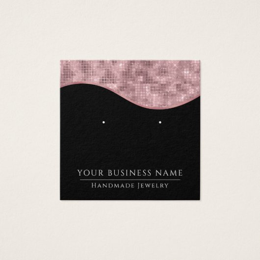 Square Pink Black Glam Earring Display Cards (Vorderseite)
