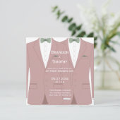 Square Pink Gay Wedings Invites Einladung (Stehend Vorderseite)