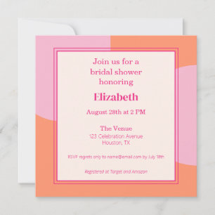 Square Pink & Orange Bridal Dusche Einladung