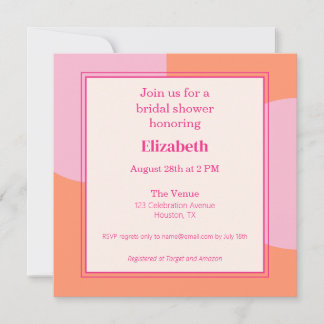 Square Pink & Orange Bridal Dusche Einladung