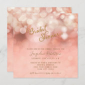Square Pink Pastel Bokeh Sparkle Brautparty Einladung (Vorne/Hinten)
