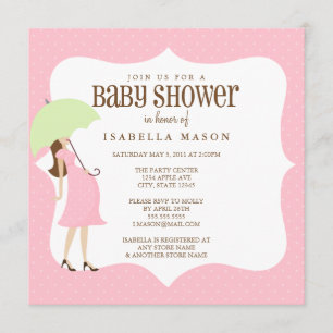 Square Pink Punkt Babydusche Einladung