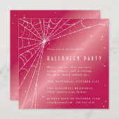 Square Pink Sparkling Spider Web Halloween-Party Einladung (Vorne/Hinten)
