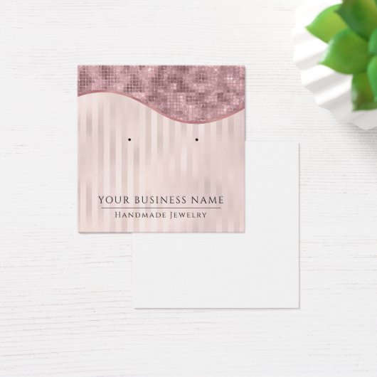 Square Pink Stripes Glam Earring Display Cards (Schreibtisch)