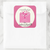 Square Pink und Ivory Wedding Party - Gefälligkeit Quadratischer Aufkleber (Tasche)
