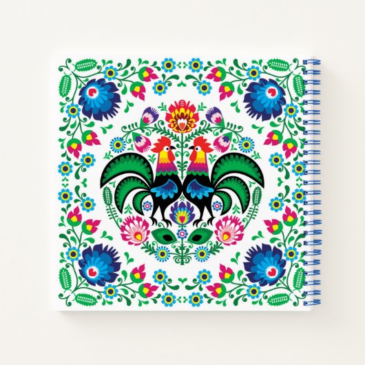 Square Polish Rooster Pattern Notizblock (Rückseite)