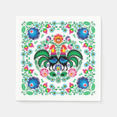 Square Polish Rooster Pattern Serviette (Vorderseite)