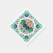 Square Polish Rooster Pattern Serviette (Ecke)