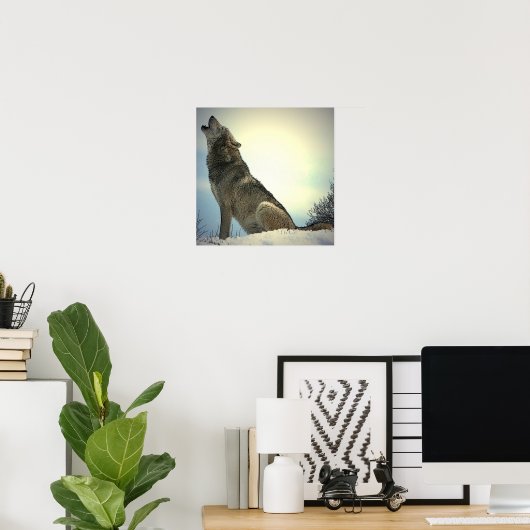 Square Poster - Howling Wolf Poster Print (Heimbüro)