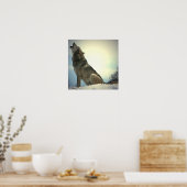 Square Poster - Howling Wolf Poster Print (Küche)