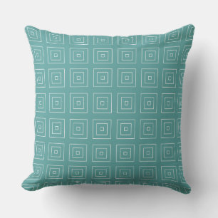 Square Prismen Aquamarin White Kissen
