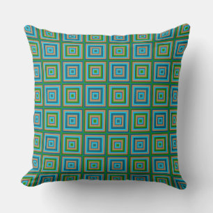 Square Prismen Green Camel Turquoise Eggplant Kissen