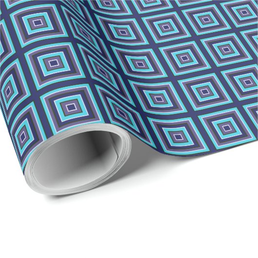 Square Prismen Navy Türkis Lila Green White Geschenkpapier (Rolleneckpunkt)