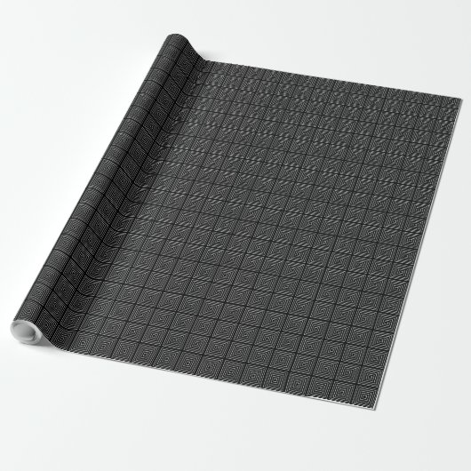 Square Prisms Schwarz-weiß Geschenkpapier (Ungerollt)