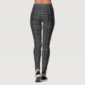 Square Prisms Schwarz-weiß Leggings (Rückseite)