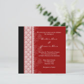Square Red & Black Damask Einladungen (Stehend Vorderseite)