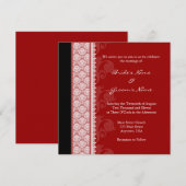 Square Red & Black Damask Einladungen (Vorne/Hinten)