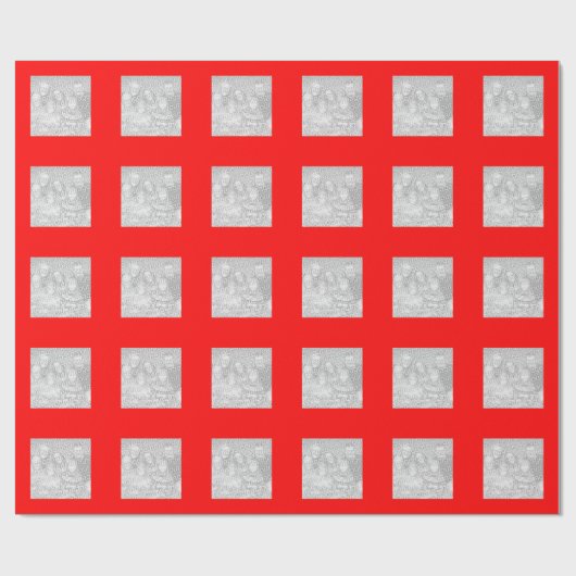 Square Red Border Foto Geschenkpapier (Flach)