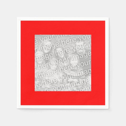 Square Red Border Foto Serviette (Vorderseite)