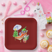 Square Red Christmas Funny Funny Chili Pappteller (Party)