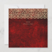 SQUARE RED Gold Lace Wedding Print oder Download Einladung (Rückseite)