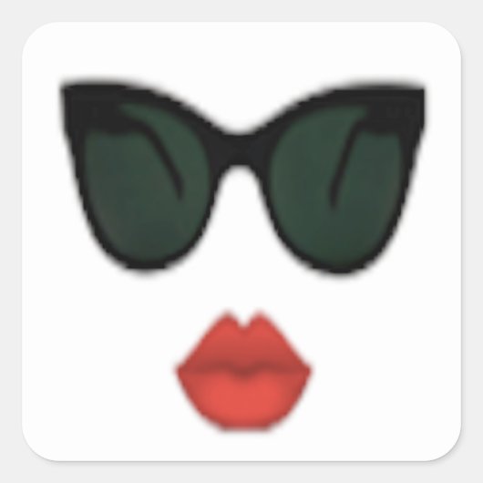 Square Red Lips Kiss Stickers (Vorderseite)