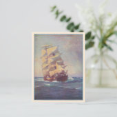 Square Rigger Ship Illustration Postkarte (Stehend Vorderseite)