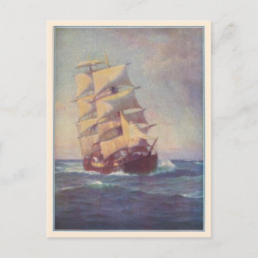 Square Rigger Ship Illustration Postkarte (Vorderseite)