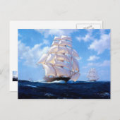 Square riggers under full sail postkarte (Vorne/Hinten)