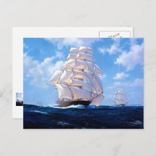 Square riggers under full sail postkarte (Vorne/Hinten)