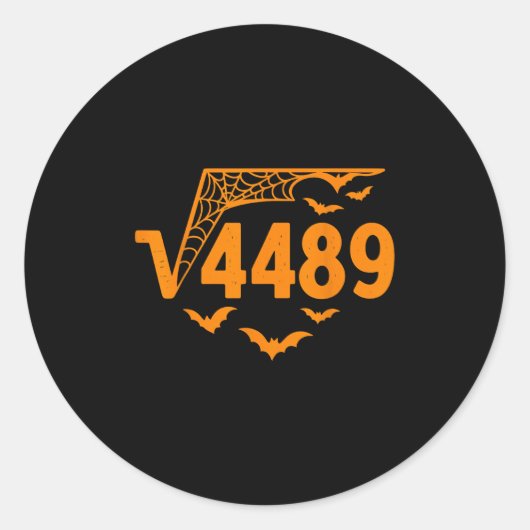 Square Root 4489 Funny Halloween Meme 67 Math Teac Runder Aufkleber (Vorderseite)