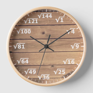 Square Root Clock - Imitate Wood Math Clock Uhr