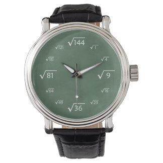 Square Root Math (Green Chalkboard) Armbanduhr